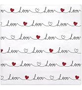 WRAPAHOLIC 50Pcs Valentine's Day Paper Napkins - 3-Ply Love Heart Disposable Cocktail Paper Napki...