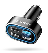 TECKNET USB Car Charger 54W 4-Port USB Car Charger Adapter QC 3.0 Port Compatible with iPhone 14 ...