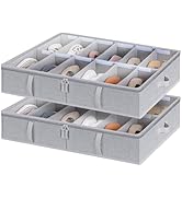 StorageWorks Under Bed Shoe Storage Organizer, Underbed Shoes Container with Adjustable Dividers,...