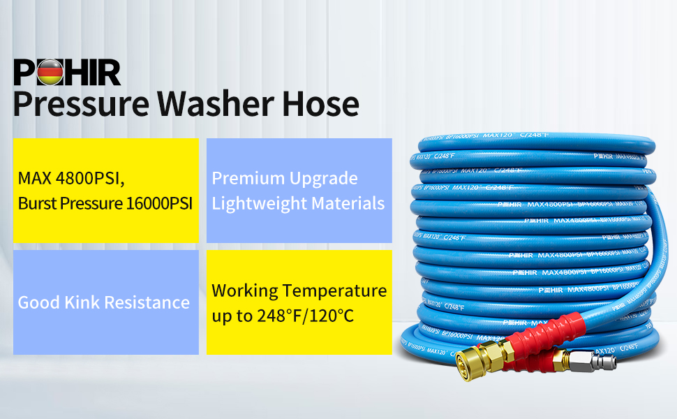 POHIR Pressure Washer Hose 50FT 3/8