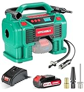 Tire Inflator, HYCHIKA Portable Air Compressor Pump 160PSI 20V Battery & 12V DC Dual Power Supply...