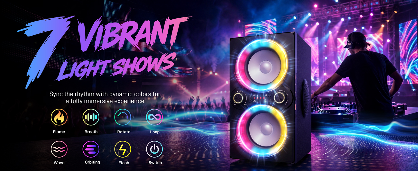 bluetooth speaker with lights, blue tooth speaker, speaker loud, party bluetooth speakers with bass