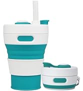 UNNESTAR Collapsible Camping Cup with Straw Silicone Folding Coffee Cup Sport Bottle Portable Tra...
