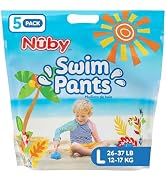 Nuby Swim Pants for Toddlers - 5 Pack - Toddler Swim Diapers with Stretchy Waistline, Tear-Away S...