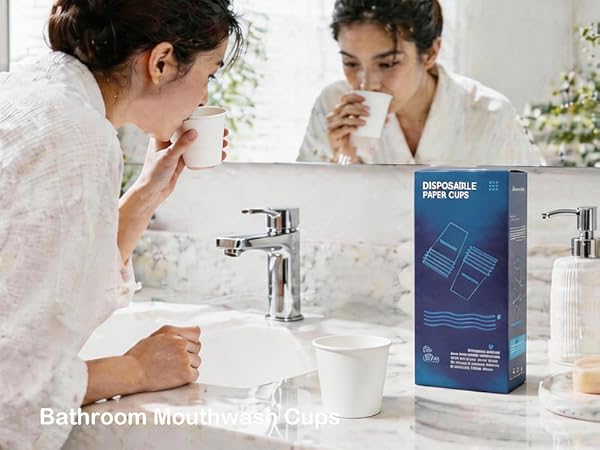 3 oz Bathroom Mouthwash Cups, Leak-Proof Small Paper Cups for Bathroom & Espresso