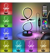 Modern RGB Table Lamps, Multicolor Changing Spiral Bedside Lamp with Remote&APP, Cool Table Lamp,...