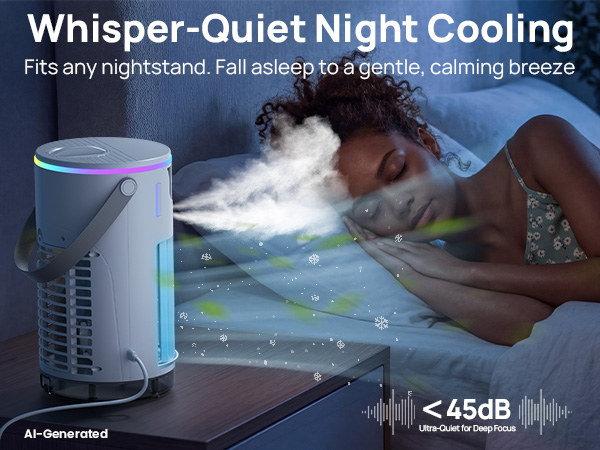 1200ml mini ac for desk delivering 7 hours of mist. Sleep soundly without refills