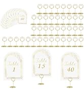 JOYIT 40 Sets Wedding Table Number 1-40 with 40 Pcs Table Number Holders, White Gold Table Number...