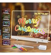 LED Note Board with 6 Colors, 16"X12" 4 Modes Acrylic Dry Erase Board with Light, Touch Control, ...