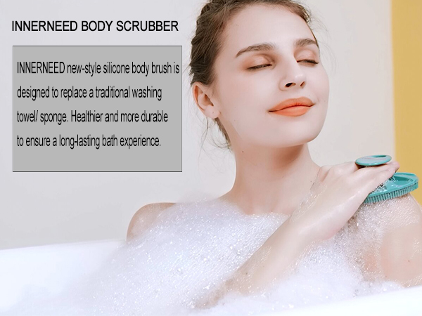 plam sized silicone body scrubber sud scrub shower brush