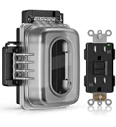 ELEGRP Outdoor GFCI Outlet with Extra-Duty in Use Cover, 15 Amp TRWR Self-Test GFI Receptacle, 1 ...