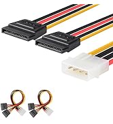 J&D 4 Pin Molex to Dual SATA Power Y-Cable Adapter, (2 Pack) 4 Pin IDE Female Molex (LP4) to Dual...