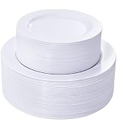 FLOWERCAT 100PCS White Plastic Plates-Heavy Duty White Disposable Plates for Easter/Party/Wedding...