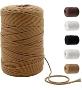 FMLIUY 220 Yards Macrame Cord 4 Strand Twisted Recycled Cotton 4mm Latte String for Crafts Wall H...