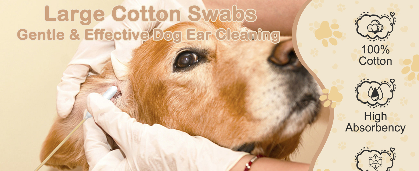 6 inch large cotton swabs for dog ear cleaning with bamboo handle and absorbent tips