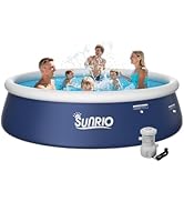 Sunrio 2025 Upgrade 10'*30" Round Inflatable Top Ring Above Ground Swimming Pool Fast Easy to Set...