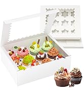 RYDDOY 4 Pack Cupcake Boxes, Hold 12 Standard Cupcakes, Cupcake Containers with Window and Insert...