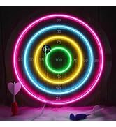 Darts Board Neon Sign with 3 Suction Cup Darts,LED Dart Scoreboard Neon Light Wall Decor USB Powe...