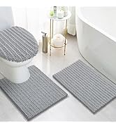 Arotive Luxury Chenille Bathroom Rugs 3 Piece with Toilet Lid Cover, Shaggy Soft and Absorbent Ba...