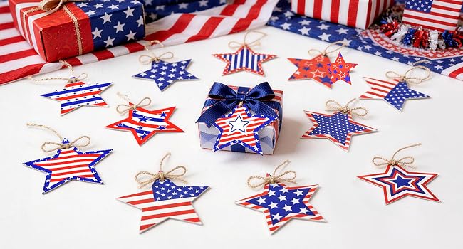 24 Pcs Patriotic Star Hanging Decorations