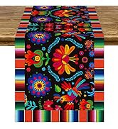6pcs Linen Mexican Fiesta Table Runner Decoration 72×13inch Long Cinco De Mayo Dia De Los Muertos...