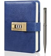 WEMATE Journal with Lock, A6 PU Leather Diary with Lock 240 Pages, Lock Journal Password Notebook...