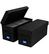 BOATISLE CD Case Holder with Handles and Lid – CD Storage Box with External Label Slots, Easy-to-...