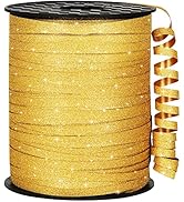 OMISELIO 500 Yards Gold Ribbon Curling Glitter, Balloon String, Shiny Metallic Curly Roll for Gif...