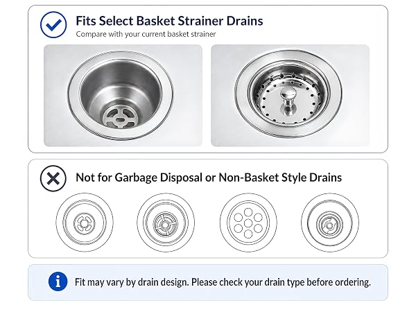 Kingrol 4 Pack Kitchen Sink Strainers with Rubber Stoppers Stainless Steel Drain Basket Replacement