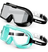Vvinca 2 Pack Kids Swim Goggles Ages 3-15, Ultra Wide Panoramic View Anti Fog Swim Goggles for Po...