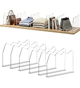 BLULEE Clear Shelf Dividers for Wood Shelves, PET Closet Purse Organizer | 6 Pack Adhesive Folded...