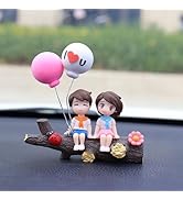 Cute Cartoon Car Dashboard Decorations, Boy and Girl Resin Ornaments, Interior Figurine Couple Se...