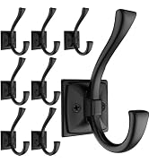 TOFIIGREM 8 Pack Antique Black Coat Hooks for Wall Hanging Hat, Key, Bag, Robe, Towel, Mudroom En...