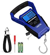HEETA Waterproof Fish Scale Digital with Backlit LCD Display, 110lb/50kg Portable Hanging Scale F...