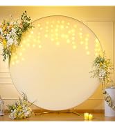 7.2 FT Ivory Round Backdrop Cover with Lights String for Circle Arch Stand, Circle Backdrop Cover...