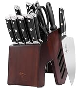 MAD SHARK Knife Set, Professional 17 Pieces Kitchen Chef Knife Set with Block, Precision Forged H...