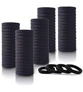 100PCS Black Hair Ties for Women Girls, Seamless Thick Black Hair Band, Elastic Hair Ties No Dama...
