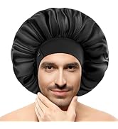 Silk Bonnets for Men, Satin Bonnet for Sleeping, Adjustable Hem & Double Layer, Large Sleep Bonne...