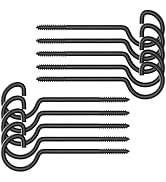 QTJUST Plant Hooks,10 Pack 6 Inch Bird Feeder Wall Hooks - Black Metal Screw Hooks for Hanging Pl...