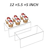 Sezanrpt Acrylic Shelf Riser 12x5.5x5 pack of 2, Countertop Acrylic Display Storage Organizer for...