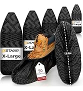 GOTMAR X-Large 50 Pack Breathable Shoe Covers Disposable for Indoors - Reusable Non-Slip Black No...