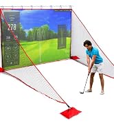 TOBWOLF Golf Hitting Net, 10 x 7ft Heavy Duty Golf Practice Net for Garage with Sandbags, Trainin...