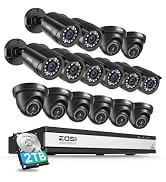 ZOSI 3K Lite 16CH Security Camera System with AI Human Vehicle Detection, Night Vision, 16 x 1080...