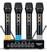 ZERFUN Pro Wireless Microphone System 4 Channel, UHF Metal Cordless Handheld Mics with Echo Bluet...