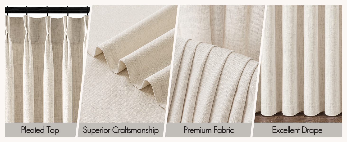 pleated curtains 4 panels
