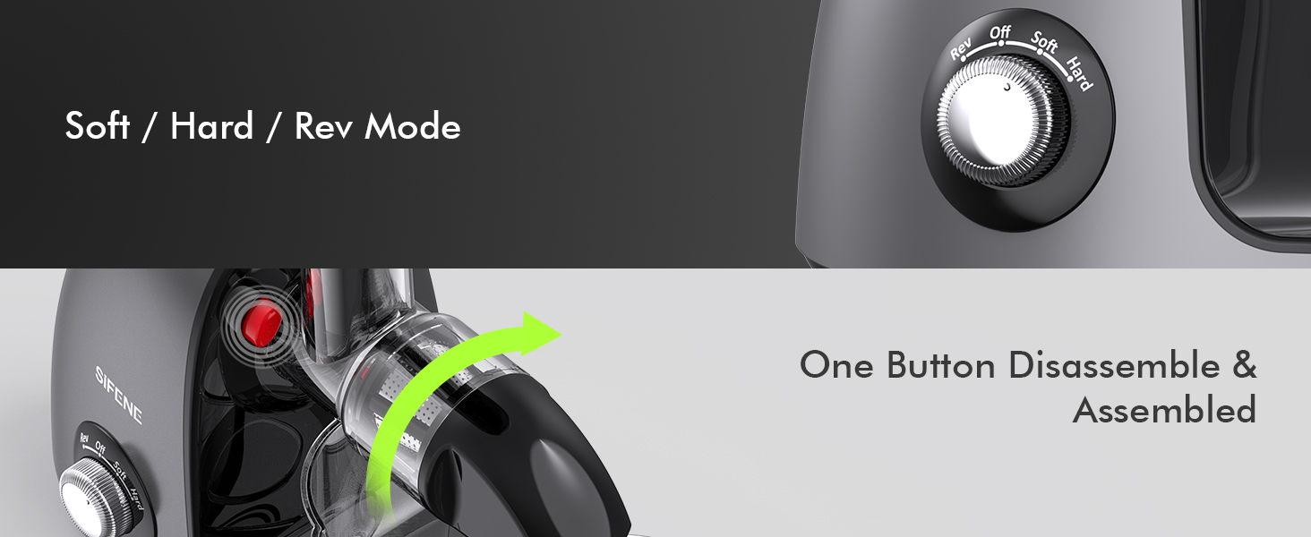 SiFENE Masticating Juicer Classic 3009- Soft, hard, Rev mode, one button disassemble and assembled