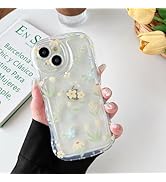 DEFBSC Compatible with iPhone 15 Case, Cute Flower Curly Wave Frame Clear Case for Women Girls, S...