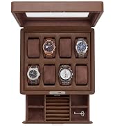 High Quality Leather Watch Case With Drawer, 8 Slot Watch Organizer Case | Watch Box for Men Wome...