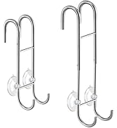 Shower Door Towel Hooks (2-Pack), 9"~13" Length Adjustable Hook for Framed & Frameless Over The D...