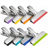HOUSE AGAIN 8 Pack Stainless Steel Chip Bag Clips Covered with Silicone - NO More Sharp Edges - C...